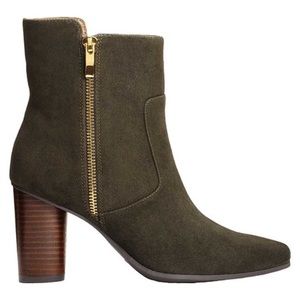Aerosoles heelrest block heel olive ankle boots 7.5